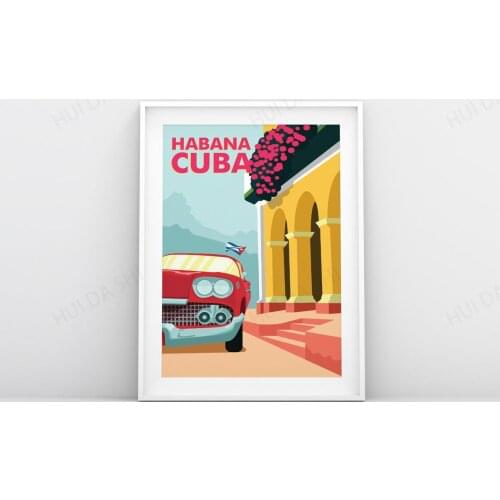 Cuba Havana retro travel Poster Canvas print mid century wall art poster