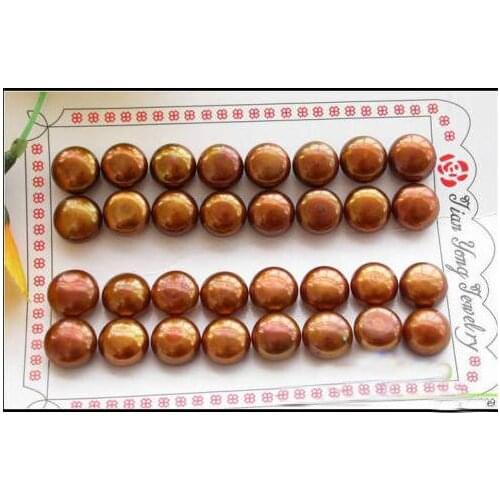 New Arrival Favorite Pearl Jewelry Wholesale 16 Pair 11mm Coffee Round Freshwater Pearls Silver Stud Earrings Fine Lady Gift