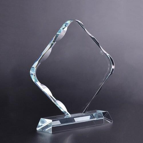 New Design Diamond Shape Crystal Glass Plaque Meeting Events Prizel for Dancer