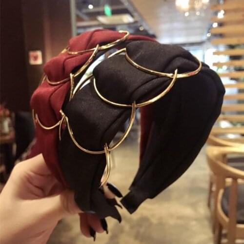 New Stripe Solid Hairband Head Band Fashion Metal Ring Cross Hair Accessories Women Hair Hoop Striped Top Hair Bands