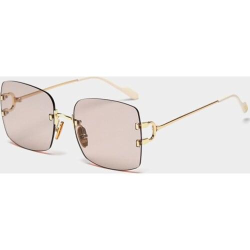 Rimless Polarized Sunglasses Women Designer Vintage Oversized Sun Glasses for Women Retro Sunlgass Woman Shades Oculos De Sol