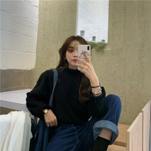 Autumn and winter new Korean Plush high collar bottomed shirt female student long sleeve with foreign style loose warm top