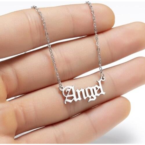 Personality Angel Letter Necklace for Woman man Gothic Style Long Pandent Necklaces Fashion Unisex halloween Jewelry Charms