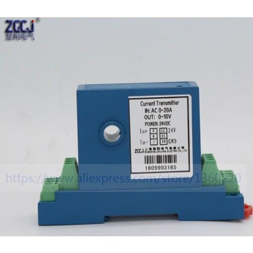 AC 0-20A perforation din Current Transmitter 4-20mA,0-5V ,0-10V output 20A 8mm hole Perforated ac ampere signal transducer