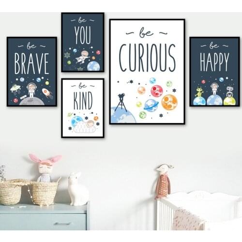Astronaut Planet Rocket Quotes Nursery Wall Art Canvas Painting Nordic Posters And Prints Wall Pictures Girl Boy Kids Room Decor