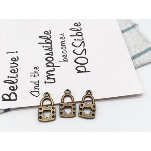 23 pcs Charms Unlock Lock 21*12mm Antique bronze Color Plated Pendants Making DIY Handmade Tibetan Finding Jewelry