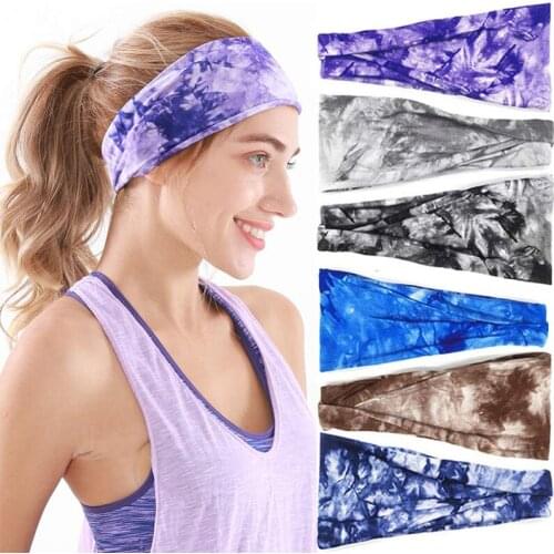 Headbands For Women, Yoga Running Sports Cotton Headbands Tie Dye Elastic Non Slip Sweat Headbands Workout Hair Fashion Bands fo