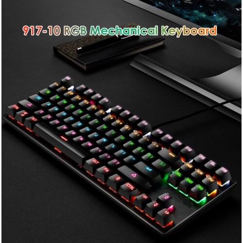 Professional Ultra-slim Mechanical Keyboard 917-10 USB Wired Blue Switch Mechanical Gaming Keyboard for Windows XP/7/8/10