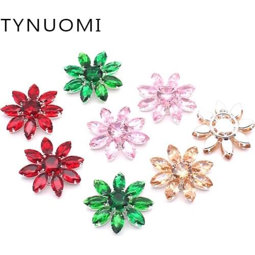 New 32MM 2Pcs /Lot Flower Type Acrylic Flat Button For All Kinds Of Clothing, Wedding DIY Decoration Accessories