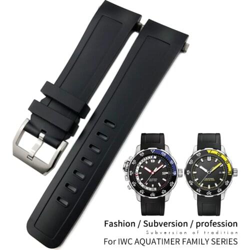 22mm Rubber Silicone Watch Strap For IWC AQUATIMER FAMILY Watchband IW356802/376705/376710/376711/376708/356801/356810/376709