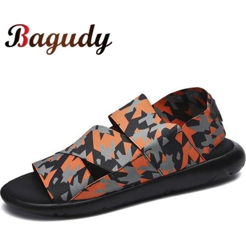 Summer Shoes Mens Sandals Camouflage Beach Comfortable Fashion Stretch Fabric Coles Non-slip Breathable Outdoor Casual Walking