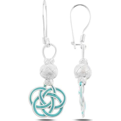 Silver 925 Sterling Kazaziye Hand Knitting Earrings