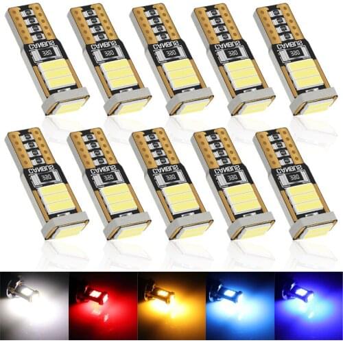 10pcs T10 Led Canbus W5W Led Bulb Car Interior Light 7020 8smd 194 168 No Error 12V Reading Dome Light Instrument Plate Lamp