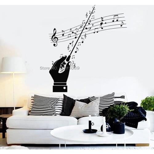 Large Size Note Vinyl Wall Decal Conductor Maestro Musical Notes Orchestra Stickers Home Wall Decoration Wallpapers Art LC1594