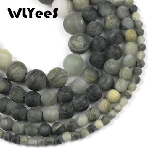 WLYeeS Polished Matte Green Grass Jaspers Round Natural Stone 6 8 10 12mm Spacer loose beads for Jewelry Making DIY Bracelet