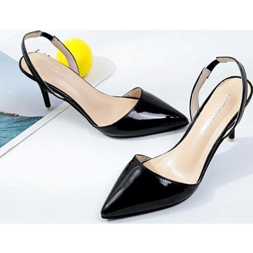2020 Womens Heeled Sandals Summer Fashion Patent Leather High Heels Pointed toe stiletto heels zapatos tacon mujer U22-36