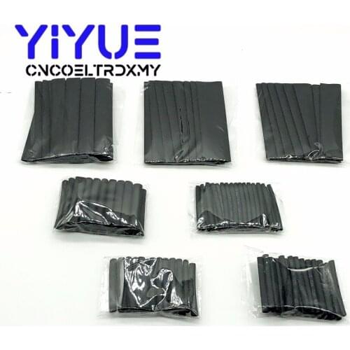 127pcs/lot 2:1 Polyolefin Heat Shrink Tubing Tube Sleeving Wire Electrical Insulation Cable Kit 8 Sizes 2-13mm Black