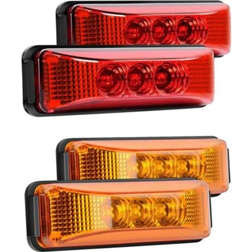 2PCS 24V 3.9Inch 3 LED Truck Trailer Light Front Rear LED Side Marker Lights Clearance Indicator Lamp Waterproof