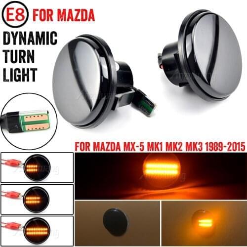 2x Dynamic LED Side Marker Turn Signal Light Side Repeater 12V Panel Lamp Blinker For Mazda MX-5 MX5 Mk1 Mk2 Mk3 89-2015