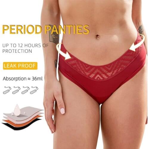 1pcs Leakproof Womens Menstrual Panties Period Breathable Sexy Lace Lingerie Physiological Underpants 4 Layers Dropshipping