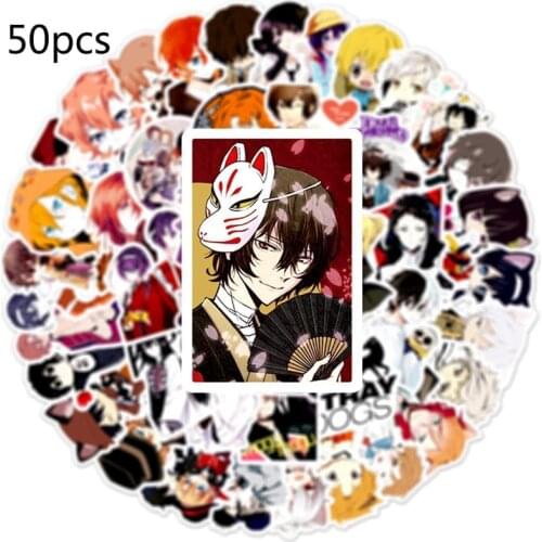 50 Pcs/pack for Stationery Anime Bungo Stray Dogs Stickers Waterproof DIY Decor Decals Helmet Suitcase Laptop Guitar Sticker