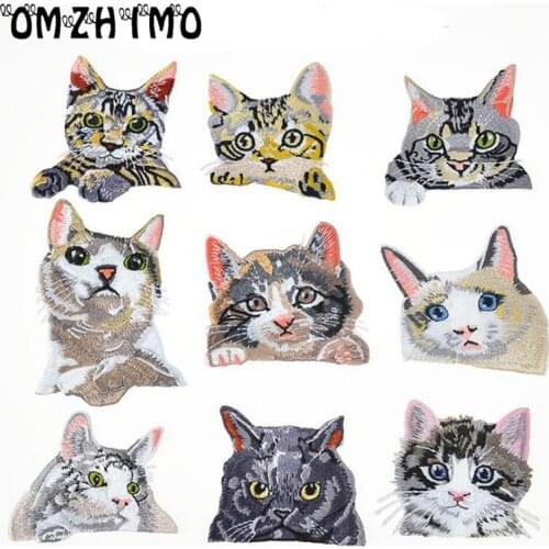 Anime Cat Patch Embroidery Badge Applique Pocket Patch Cute Cheap Embroidered Iron On Cartoon Patches For Clothes Sticker