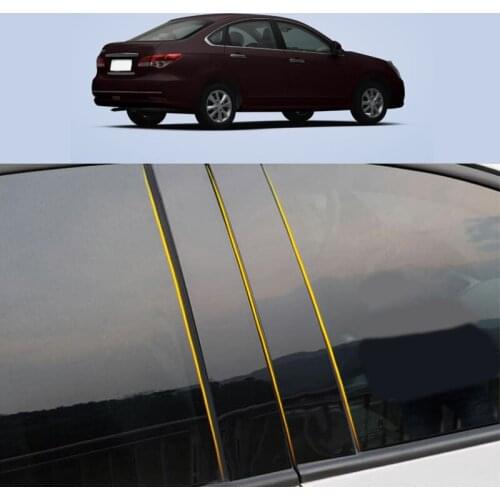 Car PC Material Pillar Post Cover Door Trim Window Piano Black Molding Sticker Plate 8pcs For Nissan Sylphy 2012-2019