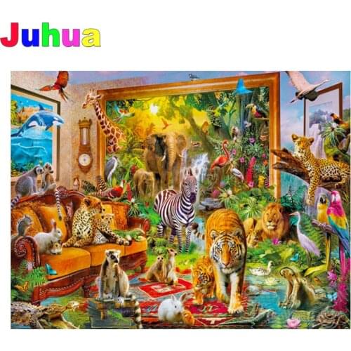 Diy diamond mazayka 5d diamond painting wild animals lion full square round drill rhinestone embroidery Tiger Elephant Insect