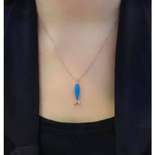 STELA DESIGN FİRUZE FISH NECKLACE