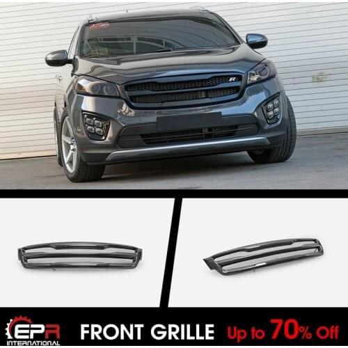 For 14-17 Kia Sorento UM RR Style Carbon Glossy Front Grill Bumper Grille Exterior Accessories Kits