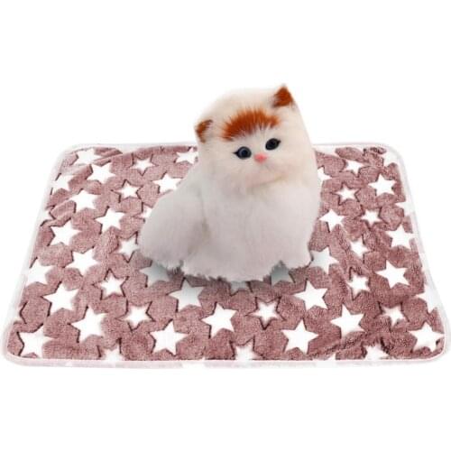Breathable Fleece Star Print Rectangle Pet Dog Puppy Cat Blanket Sleep Mat Cushion Bed Blue And Purple Star Shape Square Cushion