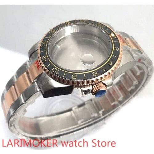Sealed back cover 904L stainless steel rose gold strap bracelet with 40mm sapphire glass ETA NH36 MH35 case bezel yellow black