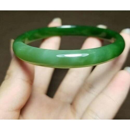 H57#Russian material and Tian Yu ice bottom white plus green jasper thin strip bracelet