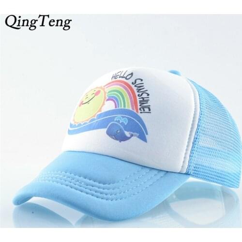 Rainbow Printing Summer Baseball Cap Kids Outdoor Breathable Mesh Sun Visor Hat Sky Blue Children Snapback Boys Girl Trucker Hat