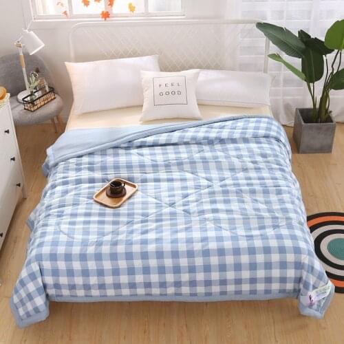 Patchwork Mechanical Wash Quilt Summer Cool Stripe Blanket Plaid Kids Baby Bedspread Plaid Newborn Comforter