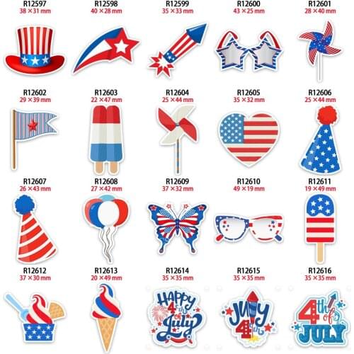 DIY Craft Supplies 4th American Independent Day Planar Resins Flatback for Phone Decorations Accessories