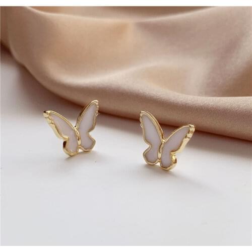 Cute Fairy White Butterfly Earrings Vintage Girls Small Earrings