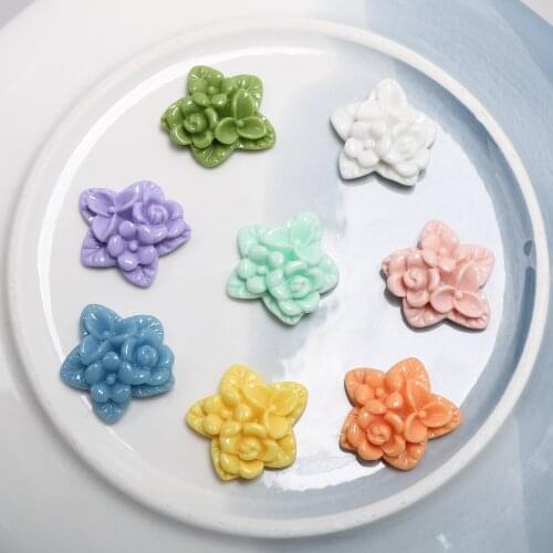 Newest 40pcs/lot color print cartoon flowers leaves shape resin flatback beads diy jewelry earring/garment accessory