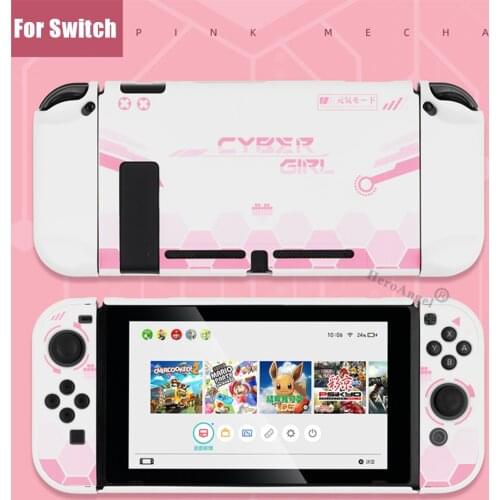 2021 New Pink Girl Mecha Warrior Case For NS Switch Split Shell Fairy League Hard Cover Back Girp Shell For Nintendo Switch Drop