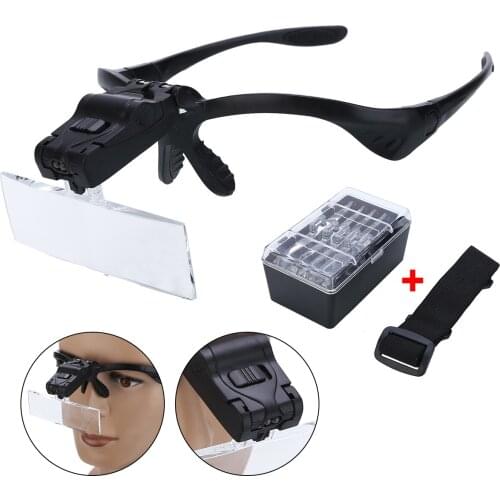 1PC LED Headband Magnifiers Lens Reading Repair Jeweler Magnifing Glasses Hand Free Easily Used For Books And Newspapers