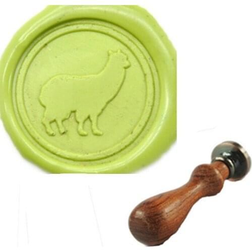 Alpaca Wax Seal Stamp, Brass Head with Wooden Handle, Wedding Invitation Wax Seal Sealing