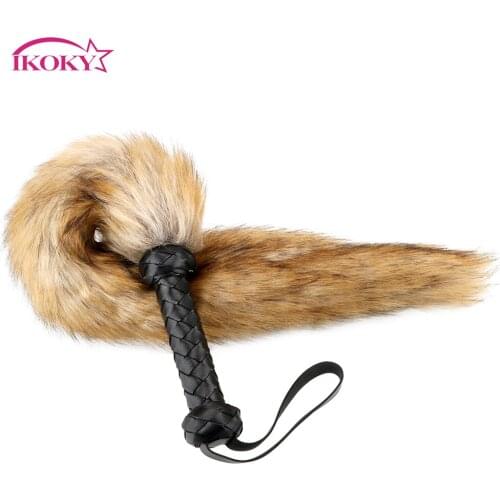 IKOKY Braided Handle Sex Whip Sex Toys for Men Women Couples Spanking Paddle Slave Roleplay Fox Tail Whip