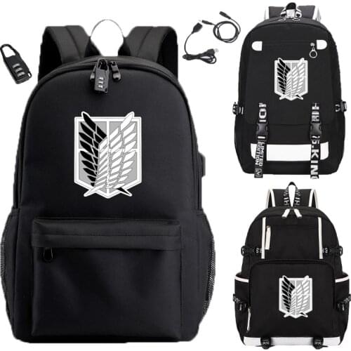 IMIDO Anime Pattern Backpacks for Teenagers Canvas Black Travel Bags Students Laptop Bag Boys Girls Back to School Backpack