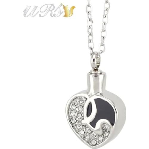 Silver color 316L stainless steel stereo heart remembrance jewelry necklace pendant perfume locket with o-shaped chain