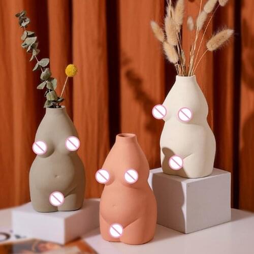 Nordic Ceramic Art Body Vase Desk Ornaments Nude Abstract Flower Pot Home Decor