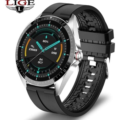 LIGE IP68 Waterproof Smart Watch Men Heart Rate Blood Pressure Multifunction Information Reminder Full Touch Screen Smartwatch