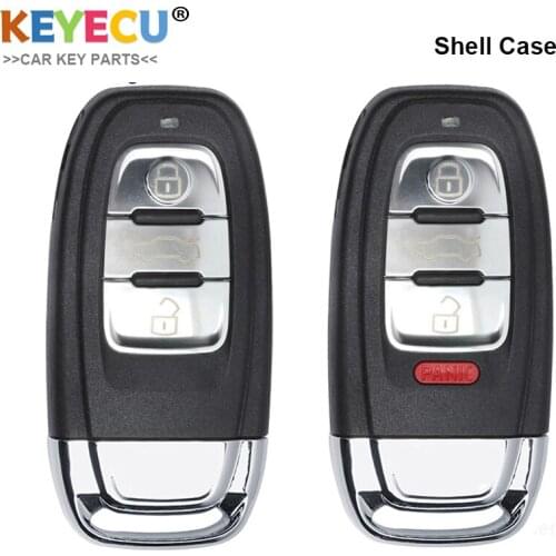 KEYECU Smart Remote Control Car Key Shell Case Cover for Audi A4L A3 A4 A5 A6 A8 Quattro Q5 Q7 A6 A8, Fob 3 4 Buttons With Blade