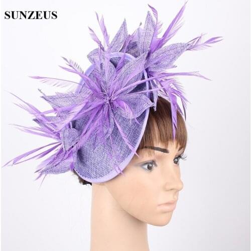 Feather Flowers Wedding Hat for Bridal 2020 Womens Linen Fascinators Hats with Hair Pins cappellino cerimonia SH87