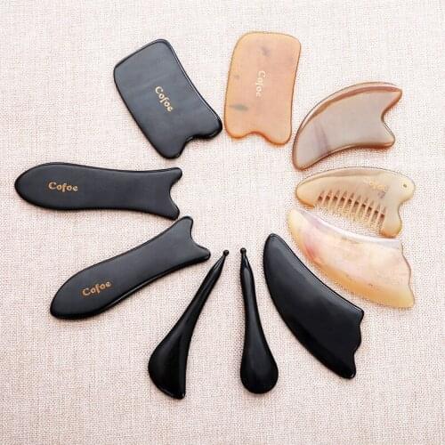 Handmade Scrapping Plate Natural Horn Back Neck Dredging Meridian Scraping Sand Scraping Tendon Scraping Suite Version