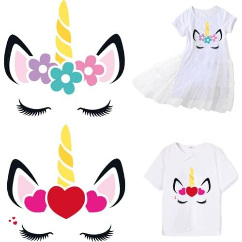 Iron on patches for clothes Iron on transfer for clothing cute unicorn stickers vinyl transfer T shirt printed badge applique